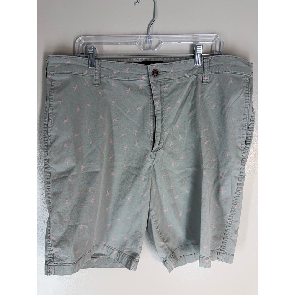 Lee Mens Flamingo Print Chino Shorts Sage Green Pink Size 40 Casual Summer